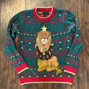 Boys Christmas Sweater with Lion size Medium